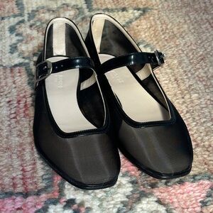 Le Monde Beryl Black Mesh Mary Jane Shoes